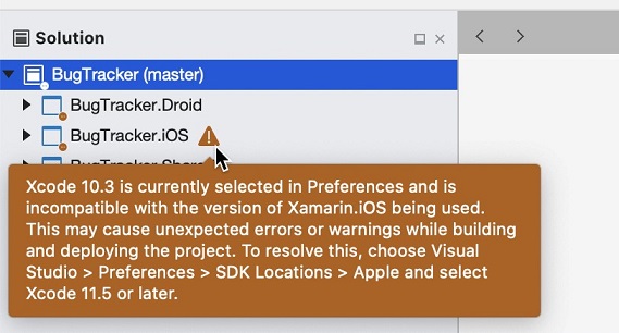 ios not checked on visual studio for mac